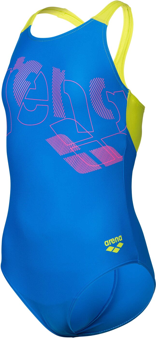 ARENA - GIRL'S ARENA TALES SWIMSUIT V BLUE CHINA-ARTIC LIME – Bild 3