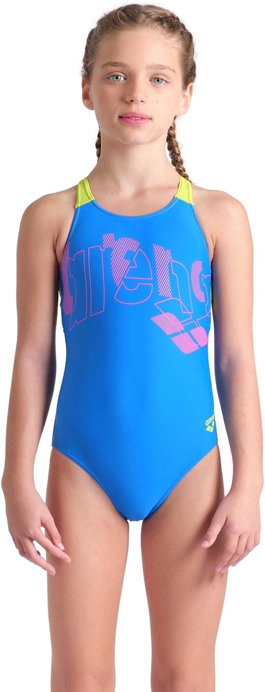 ARENA - GIRL'S ARENA TALES SWIMSUIT V BLUE CHINA-ARTIC LIME – Bild 4