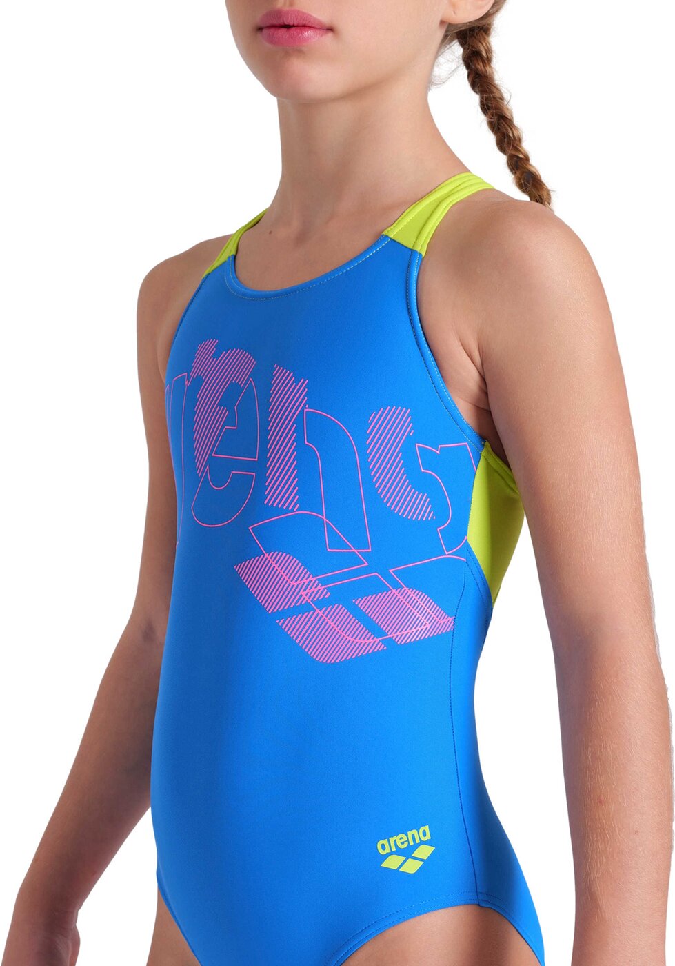 ARENA - GIRL'S ARENA TALES SWIMSUIT V BLUE CHINA-ARTIC LIME – Bild 7