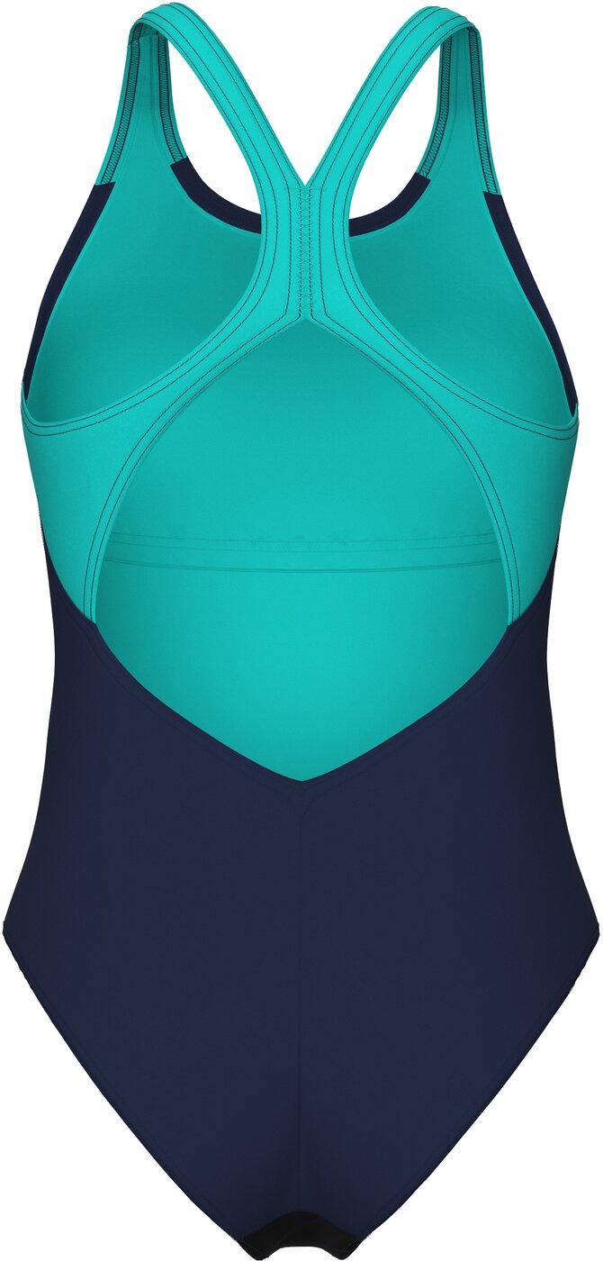 ARENA - WOMEN'S ARENA FLOW SWIMSUIT V NAVY MULTI-WATER – Bild 2