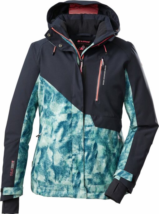 KSW 145 WMN SKI JCKT SCHWARZ BLAU/ AOP GR N GRAU