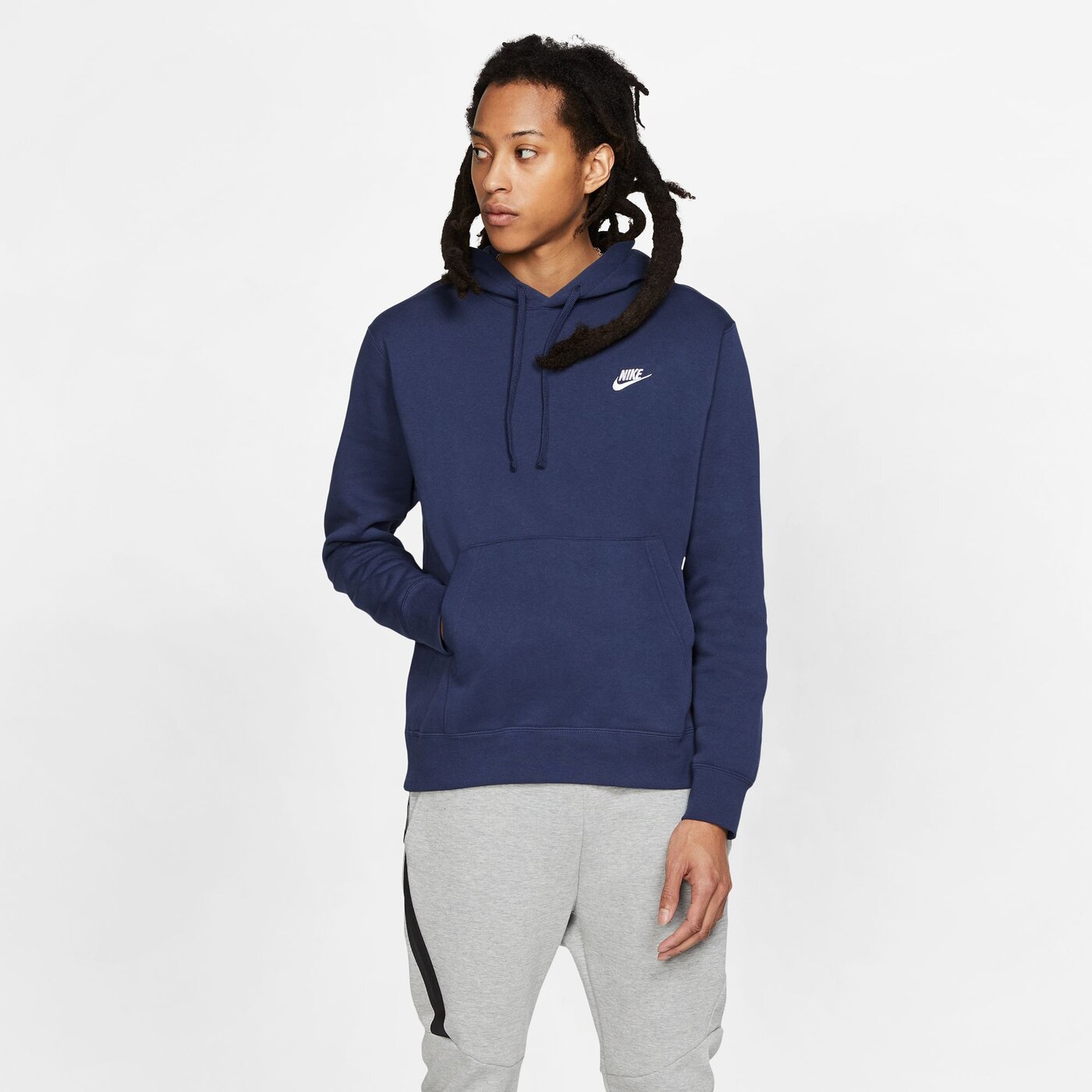 NIKE - M NSW CLUB HOODIE PO BB MIDNIGHT NAVY/MIDNIGHT NAVY/WH – Bild 8