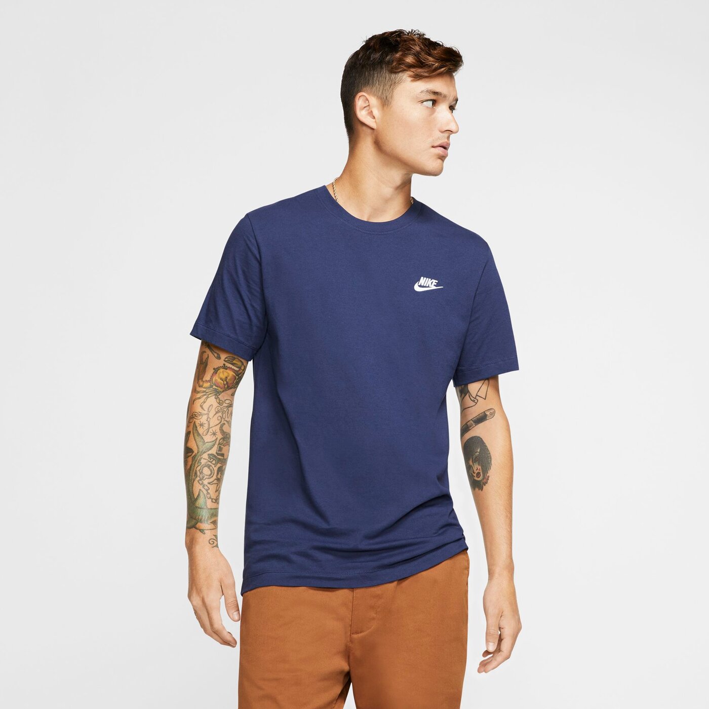NIKE - M NSW CLUB TEE MIDNIGHT NAVY/WHITE – Bild 3