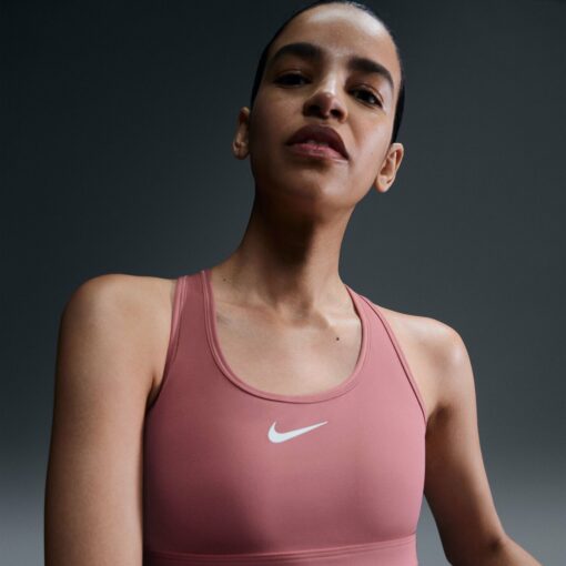 W NK SWSH MED SPT BRA CANYON PINK/WHITE