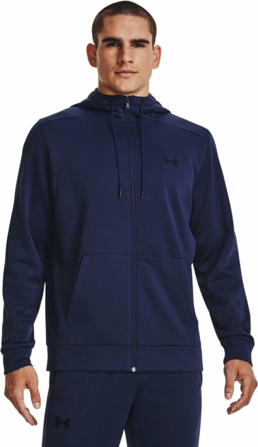 UA ARMOUR FLEECE FZ HOODIE MIDNIGHT NAVY – Bild 3