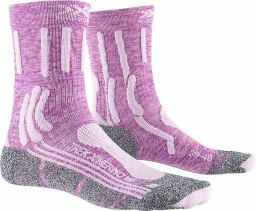 X-SOCKS(R) TREK X MERINO WMN SOCKS MAGNOLIA PURPLE MELANGE/DOLOMITE GREY
