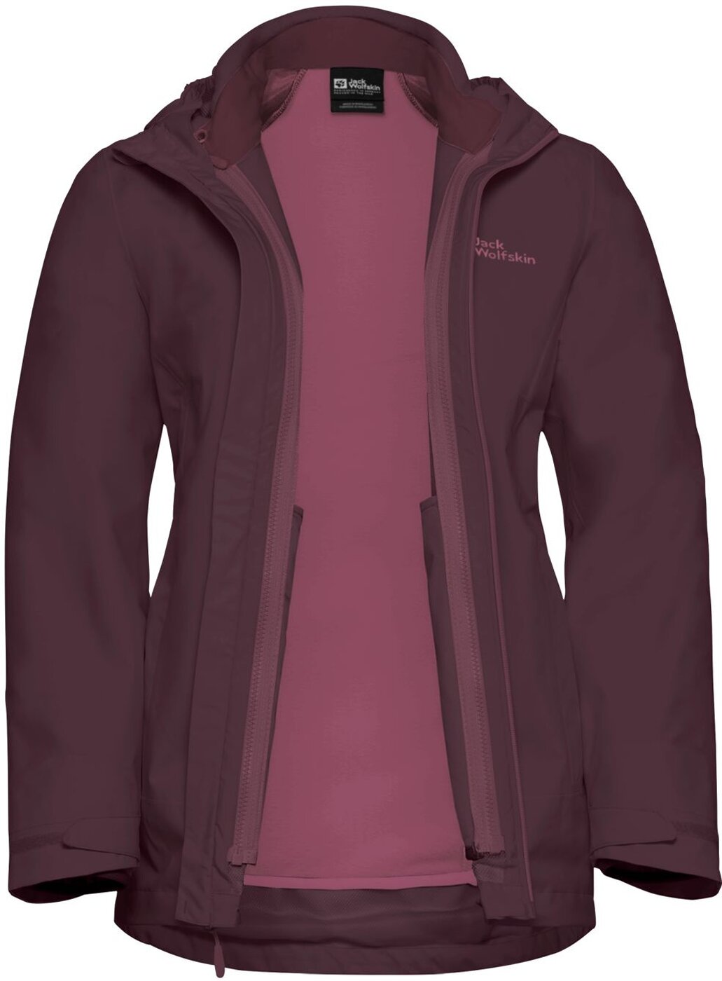 JACK WOLFSKIN - MOONRISE 3IN1 JKT W AMARANTH – Bild 3